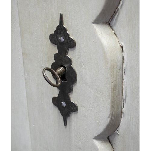 149 - ARMOIRE, 182cm H x 111cm W x 49cm D, 19th century grey painted with door enclosing hanging space.