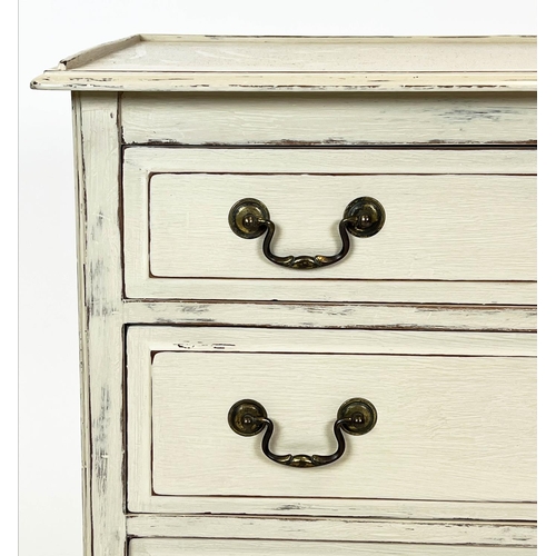 155 - CHEST, 73cm H x 76cm W x 46cm D, cream painted with three drawers.