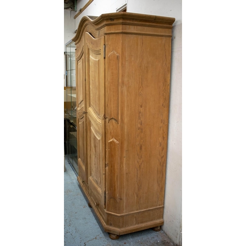 156 - ARMOIRE, 205cm H x 147cm W x 57cm D, continental pine with two doors, hanging rail and two drawers.