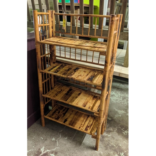 159 - BAMBOO FOLDING SHELVES, 71cm x 130cm H x 32cm.