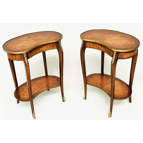 199 - KIDNEY SHAPED TABLES, a pair, French transitional style Kingwood, crossbanded and gilt metal mounted... 