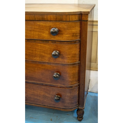 107 - CHEST, George IV mahogany, circa 1820 with four D shaped drawers, 106cm H x 118cm x 58cm.