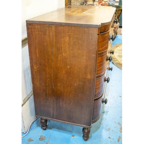 107 - CHEST, George IV mahogany, circa 1820 with four D shaped drawers, 106cm H x 118cm x 58cm.