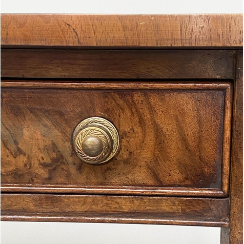 116 - HALL TABLE, George III design burr walnut and crossbanded with two frieze drawers and turned taperin... 