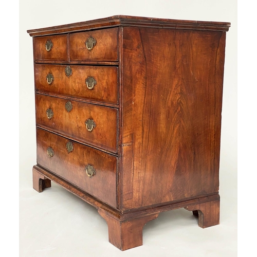 118 - CHEST, early 18th century English Queen Anne figured walnut and crossbanded, with two short above th... 