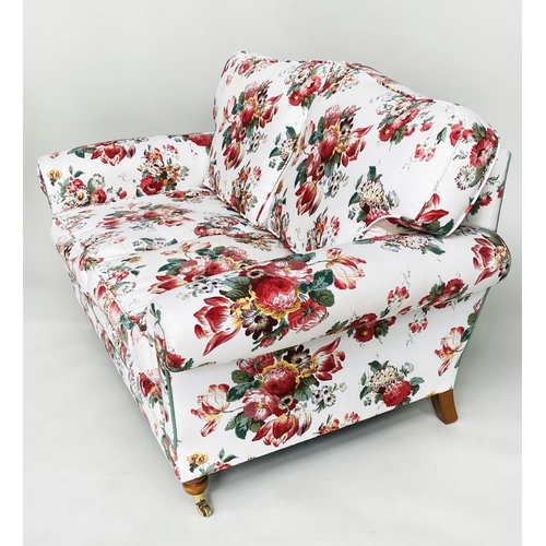 125 - SOFA, 165cm W, English Country House style, with floral bouquet printed cotton, upholstered and feat... 