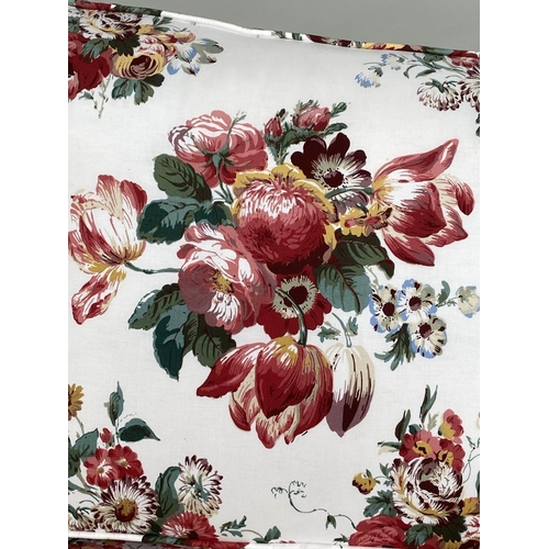 125 - SOFA, 165cm W, English Country House style, with floral bouquet printed cotton, upholstered and feat... 