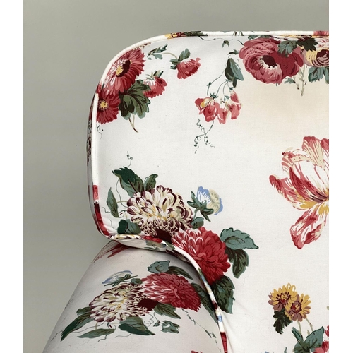 125 - SOFA, 165cm W, English Country House style, with floral bouquet printed cotton, upholstered and feat... 