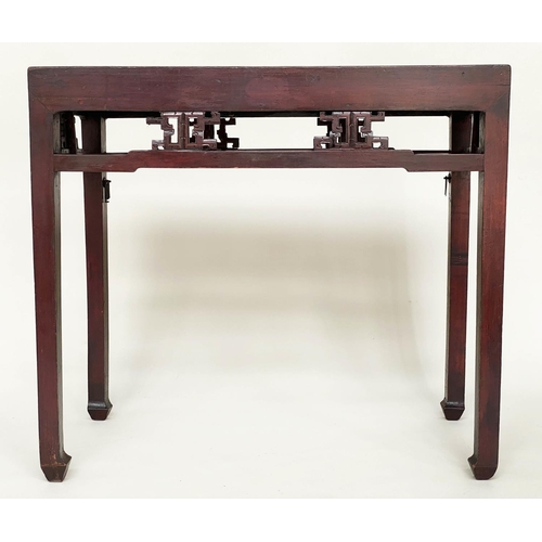 126 - ALTAR TABLE, early 20th century Chinese lacquered carved and pierced, 96cm x 48cm x 86cm H.