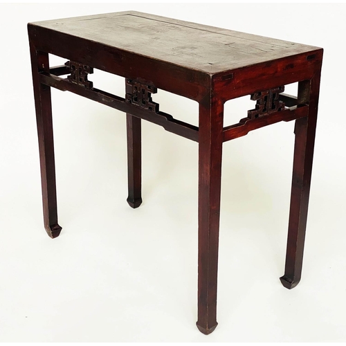 126 - ALTAR TABLE, early 20th century Chinese lacquered carved and pierced, 96cm x 48cm x 86cm H.