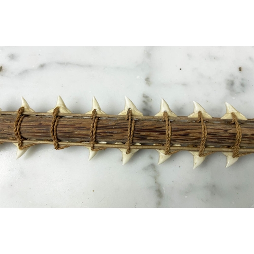 2 - KIRIBATI SWORD, Gilbert and Ellis Islands, Micronesia constituted with sharks teeth, human hair, pla... 