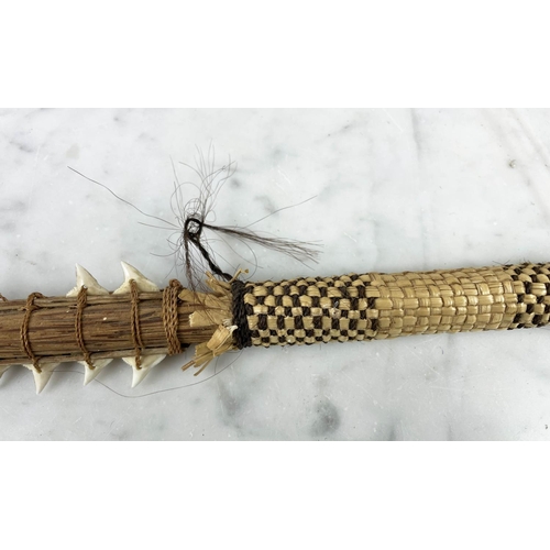 2 - KIRIBATI SWORD, Gilbert and Ellis Islands, Micronesia constituted with sharks teeth, human hair, pla... 