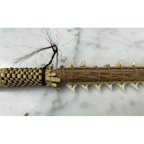 2 - KIRIBATI SWORD, Gilbert and Ellis Islands, Micronesia constituted with sharks teeth, human hair, pla... 