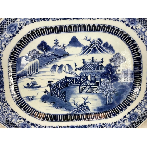 20 - STAFFORDSHIRE BLUE AND WHITE TRANSFERWARE, mostly willow pattern, including five serving trays, two ... 
