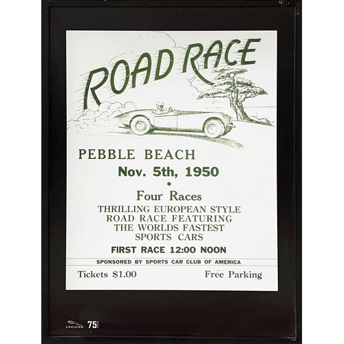 31 - PEBBLE BEACH ROAD RACE POSTERS, a set of three, published in 2010 to celebrate 75 years of Jaguar Sp... 