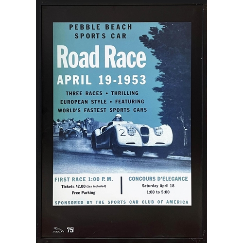 31 - PEBBLE BEACH ROAD RACE POSTERS, a set of three, published in 2010 to celebrate 75 years of Jaguar Sp... 