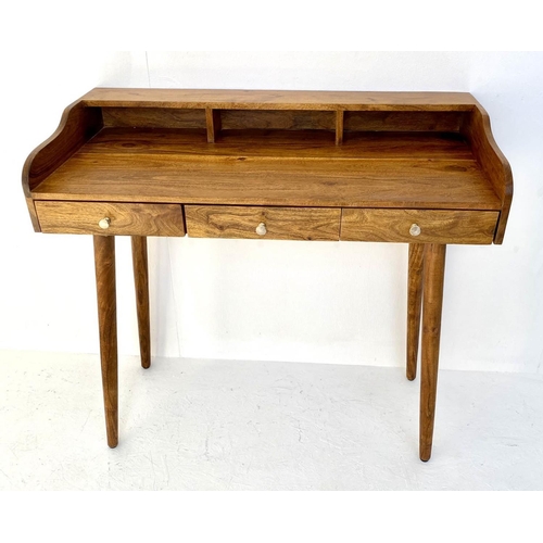 470 - DESK, 92cm high, 99cm wide, 48cm deep, 1960s Danish style, three pigeon holes and three drawers, rai... 