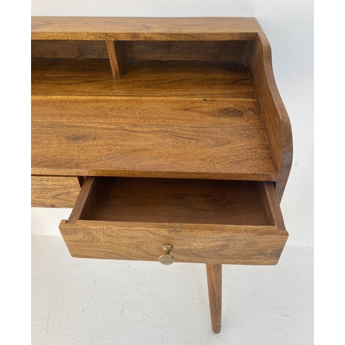 470 - DESK, 92cm high, 99cm wide, 48cm deep, 1960s Danish style, three pigeon holes and three drawers, rai... 