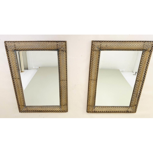 473 - WALL MIRRORS, a pair, gilt metal pierced frames, regency style design, 100cm x 70cm. (2)