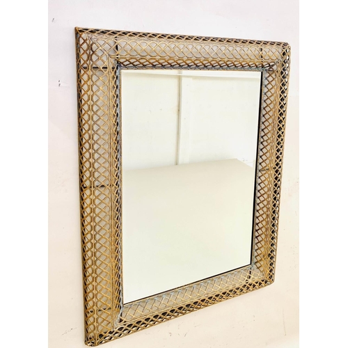 473 - WALL MIRRORS, a pair, gilt metal pierced frames, regency style design, 100cm x 70cm. (2)