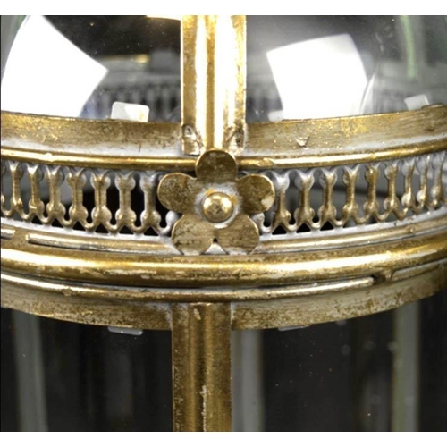 474 - STORM LANTERNS, a set of four, regency style, gilt metal, 46cm x 19cm x 19cm. (4)