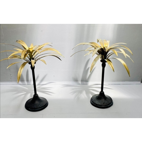 479 - CANDELABRA, a pair, palm tree design, 46cm x 30cm x 30cm. (2)