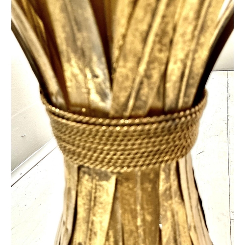 480 - MAISON JANSEN STYLE SIDE TABLE, wheat sheaf design, gilt metal and glass, 60cm x 70cm x 70cm.