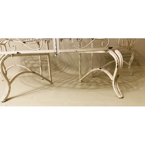 488 - ARCHITECTURAL TREE BENCH, Regency style, aged painted finish, 78cm x 151cm x 75cm.