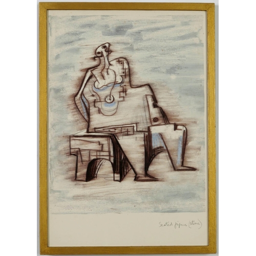 62 - HENRY MOORE, a set of four seated figures, offset lithographs, 49.5cm x 31.5cm. (4) (Subject to ARR ... 