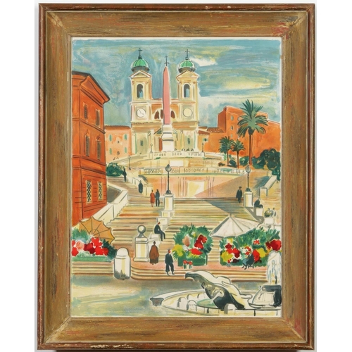 69 - YVES BRAYER, The Spanish Steps, lithograph 1969, printed by Mourlot, French vintage frame, 64cm x 47... 