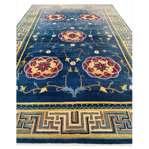 80 - TIBETAN TEMPLE CARPET, 365cm x 240cm.