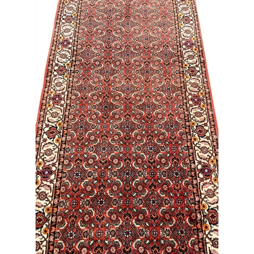 90 - FINE PERSIAN BIJAR RUNNER, 291cm x 87cm.