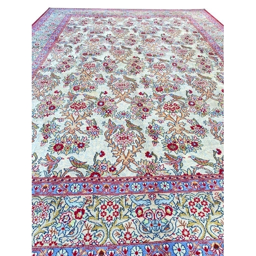 91 - PERSIAN QUM CARPET, 375cm x 275cm.