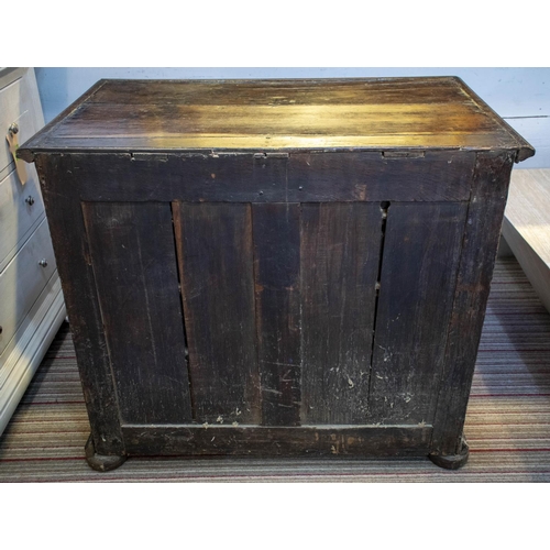 183 - CHEST, 79cm H x 91cm x 55cm, Charles II oak of four drawers on later bun feet.