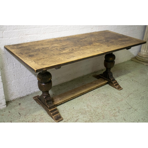 187 - REFECTORY TABLE, 73cm H x 169cm x 73cm, early 20th century Jacobean style oak.