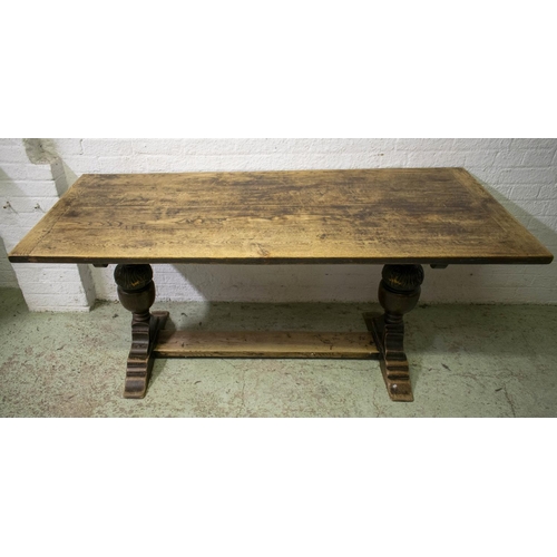 187 - REFECTORY TABLE, 73cm H x 169cm x 73cm, early 20th century Jacobean style oak.