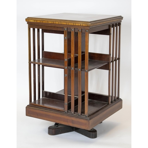 190 - REVOLVING BOOKCASE, 81cm H x 49cm W x 49cm D, Edwardian mahogany and marquetry, circa 1905.