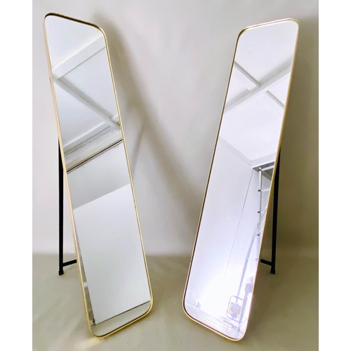 381 - DRESSING MIRRORS, a pair, 1960s French style, 145cm high, 31cm wide, 6cm deep, gilt frames. (2)