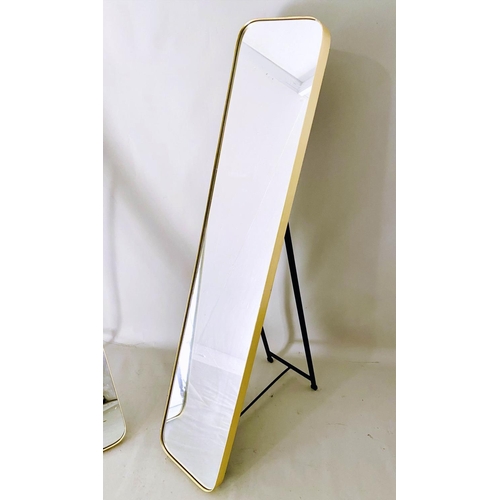 381 - DRESSING MIRRORS, a pair, 1960s French style, 145cm high, 31cm wide, 6cm deep, gilt frames. (2)