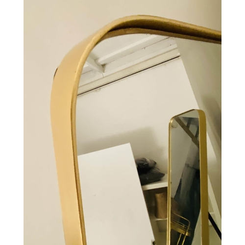 381 - DRESSING MIRRORS, a pair, 1960s French style, 145cm high, 31cm wide, 6cm deep, gilt frames. (2)