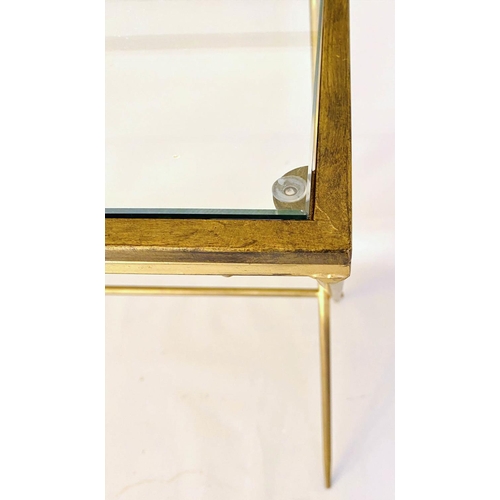 385 - WRITING DESK, 87cm H x 95cm W x 42cm D, 1960s French style, glass and gilt metal.