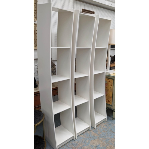 398 - CATTELAN ITALIA DISPLAY SHELVES, three sections, each 185cm H x 32cm W.