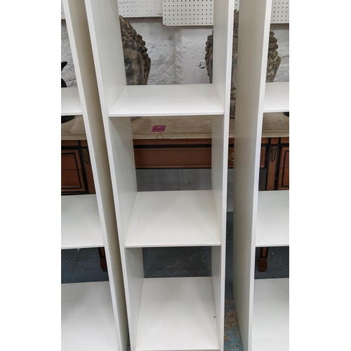 398 - CATTELAN ITALIA DISPLAY SHELVES, three sections, each 185cm H x 32cm W.