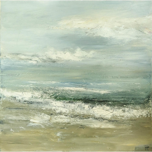 406 - CONTEMPORARY SCHOOL, untitled seascape, oil on canvas, indistinctly signed, 101cm x 101cm.