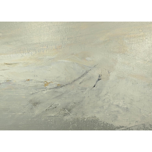 406 - CONTEMPORARY SCHOOL, untitled seascape, oil on canvas, indistinctly signed, 101cm x 101cm.