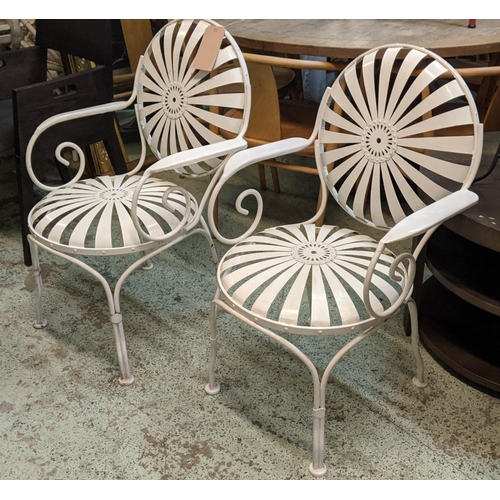 419 - LE CORBUSIER INSPIRED GARDEN ARMCHAIRS, a pair, 87cm H, painted finish. (2)