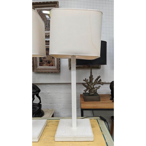 430 - RUGIANO TABLE LAMPS, a pair, faux crocodile finish, each 77cm H, including shades. (2)