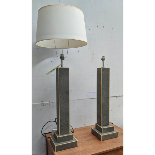 437 - TABLE LAMPS, a pair, 96cm H faux shagreen, each with a shade. (2)