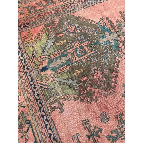 72 - ANTIQUE TURKISH OUSHAK CARPET, 520cm x 365cm.