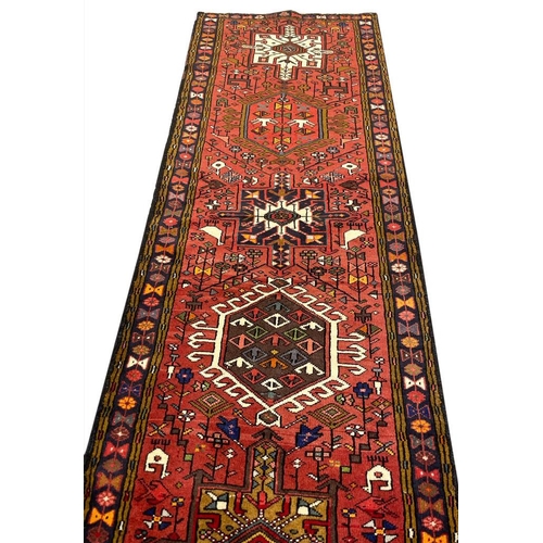 84 - PERSIAN KARAJA LONG RUNNER, 481cm x 80cm.